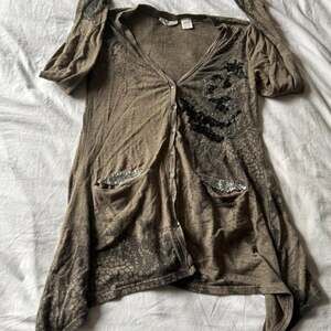 Miss Me Sequin Embellished Cardigan Brown Y2K Boho